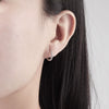 925 Sterling Silver Geometric Round Earrings With Micro Inlaid Blue Zircon Electroplated Fashion Ear Buckles