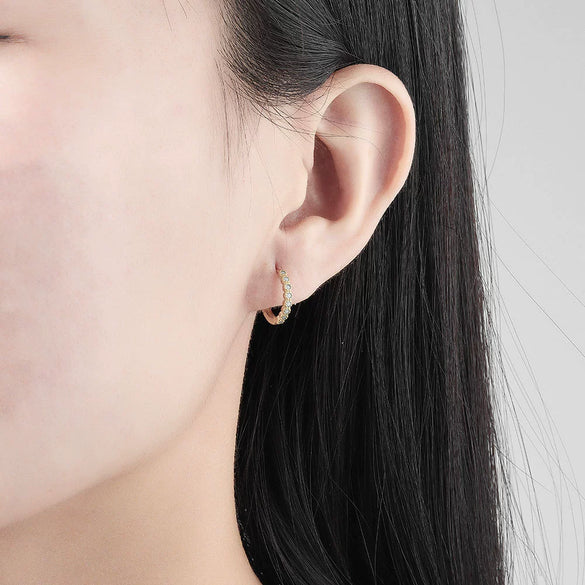 925 Sterling Silver Geometric Round Earrings With Micro Inlaid Blue Zircon Electroplated Fashion Ear Buckles