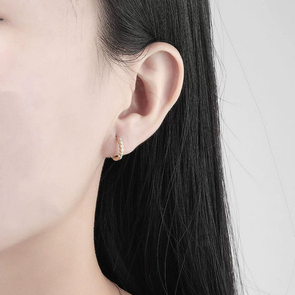 925 Sterling Silver Geometric Round Earrings With Micro Inlaid Blue Zircon Electroplated Fashion Ear Buckles