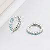 925 Sterling Silver Geometric Round Earrings With Micro Inlaid Blue Zircon Electroplated Fashion Ear Buckles