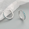 925 Sterling Silver Geometric Round Earrings With Micro Inlaid Blue Zircon Electroplated Fashion Ear Buckles