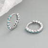 925 Sterling Silver Geometric Round Earrings With Micro Inlaid Blue Zircon Electroplated Fashion Ear Buckles