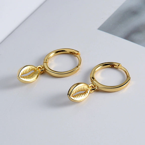 Sterling Silver Geometric Shell Earrings Minimal Versatile Elegant Fashion Earrings