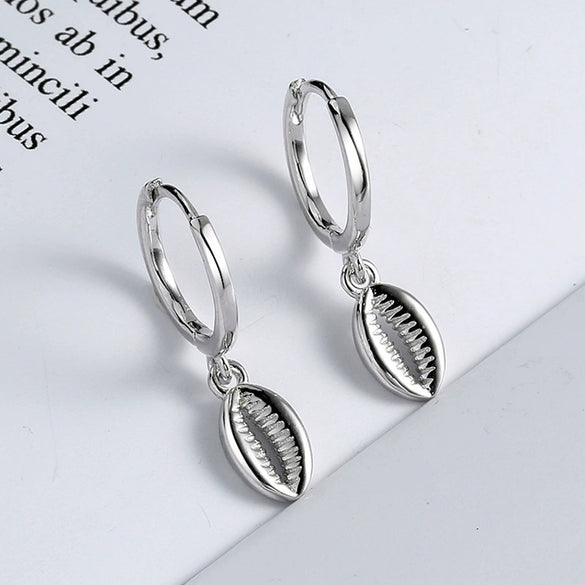 Sterling Silver Geometric Shell Earrings Minimal Versatile Elegant Fashion Earrings