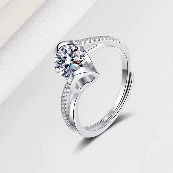 925 Sterling Silver Geometric Simulated Diamond Ring For Women Electroplated Adjustable Engagement Wedding Ring