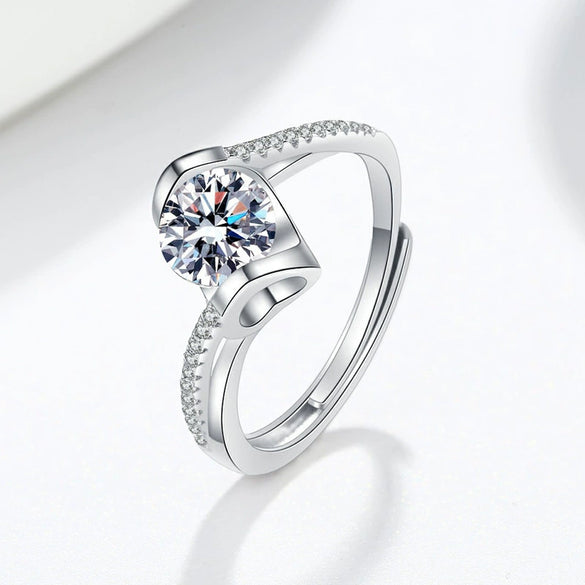925 Sterling Silver Geometric Simulated Diamond Ring For Women Electroplated Adjustable Engagement Wedding Ring