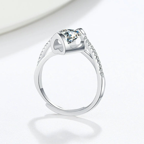 925 Sterling Silver Geometric Simulated Diamond Ring For Women Electroplated Adjustable Engagement Wedding Ring