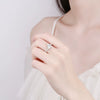 925 Sterling Silver Geometric Simulated Diamond Ring For Women Electroplated Adjustable Engagement Wedding Ring