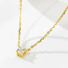 Sterling Silver Geometric Single Diamond Set Fourclaw Clavicle Chain Necklace For Women