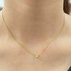 Sterling Silver Geometric Single Diamond Set Fourclaw Clavicle Chain Necklace For Women