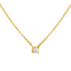 Sterling Silver Geometric Single Diamond Set Fourclaw Clavicle Chain Necklace For Women