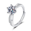 Sterling Silver Geometric Six Claw Moissanite Ring For Women Adjustable Open Band Electroplated Fashion Statement Ring