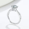 Sterling Silver Geometric Six Claw Moissanite Ring For Women Adjustable Open Band Electroplated Fashion Statement Ring