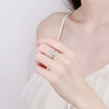 Sterling Silver Geometric Six Claw Moissanite Ring For Women Adjustable Open Band Electroplated Fashion Statement Ring