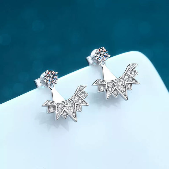 925 Sterling Silver Geometric Snowflake Earrings With Moissanite Inlay Electroplated Fashion Earrings For Women