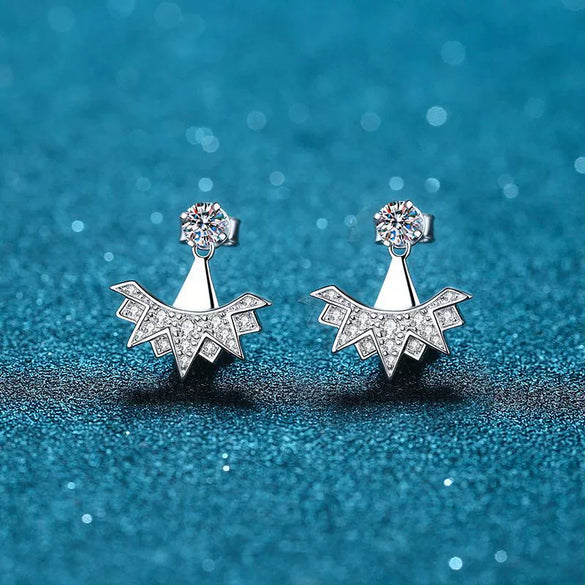 925 Sterling Silver Geometric Snowflake Earrings With Moissanite Inlay Electroplated Fashion Earrings For Women