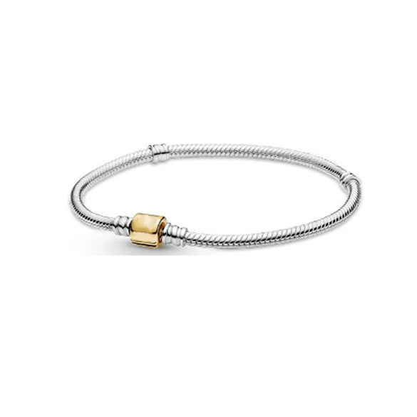 925 Sterling Silver Geometric Square Head Snake Chain Bracelet Minimalist Light Luxury Jewelry For Men And Women