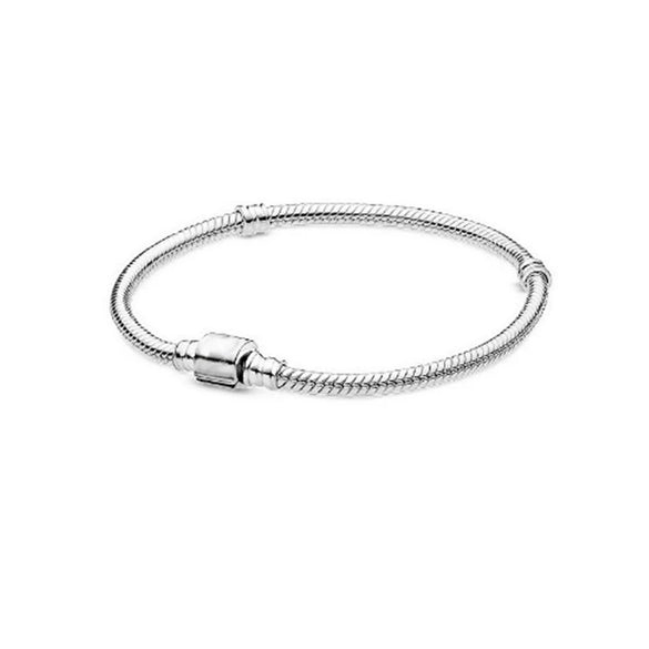 925 Sterling Silver Geometric Square Head Snake Chain Bracelet Minimalist Light Luxury Jewelry For Men And Women