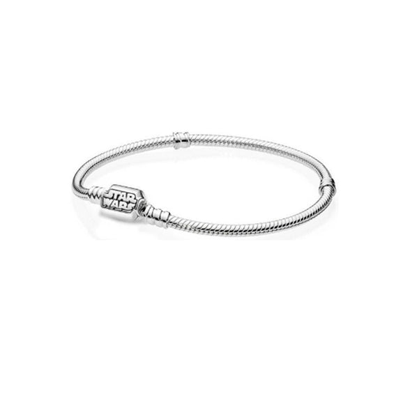 925 Sterling Silver Geometric Square Head Snake Chain Bracelet Minimalist Light Luxury Jewelry For Men And Women