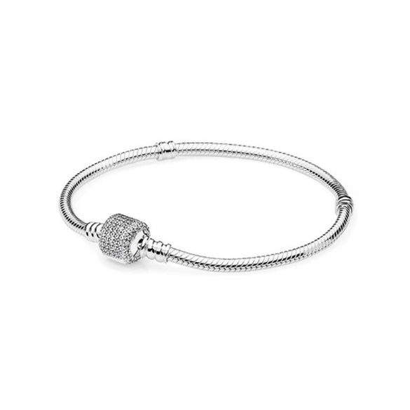 925 Sterling Silver Geometric Square Head Snake Chain Bracelet Minimalist Light Luxury Jewelry For Men And Women