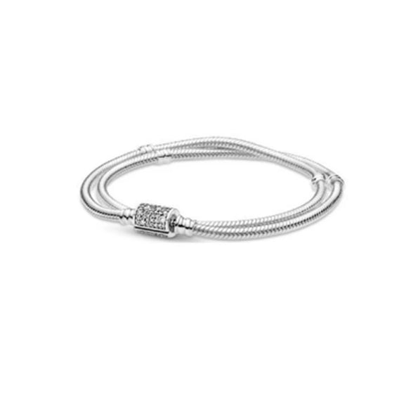 925 Sterling Silver Geometric Square Head Snake Chain Bracelet Minimalist Light Luxury Jewelry For Men And Women
