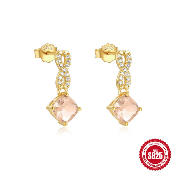 Sterling Silver Geometric Star Moon Tassel Chain Earrings With Electroplating