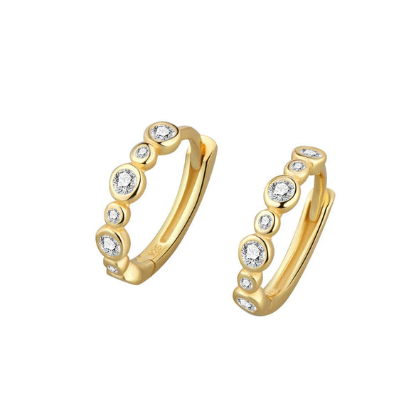 925 Sterling Silver Geometric Stone Inlay Earrings For Women Electroplated Minimalist Fresh Style Ear Buckle Jewelry