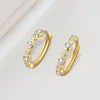 925 Sterling Silver Geometric Stone Inlay Earrings For Women Electroplated Minimalist Fresh Style Ear Buckle Jewelry