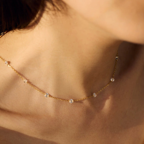 925 Sterling Silver Geometric Style Clavicle Chain Necklace For Women With Electroplating