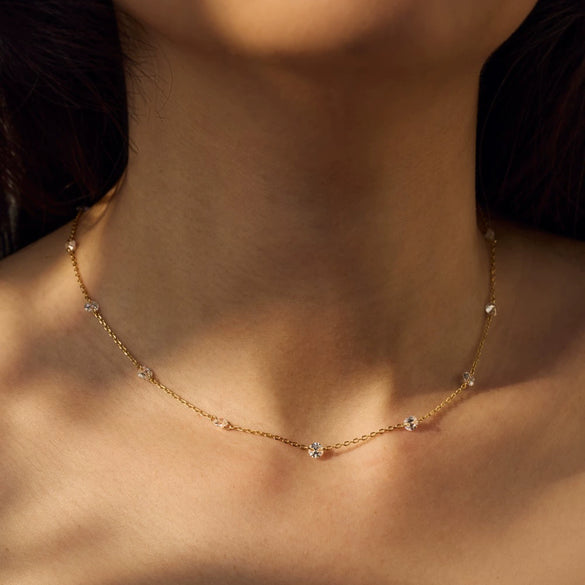 925 Sterling Silver Geometric Style Clavicle Chain Necklace For Women With Electroplating