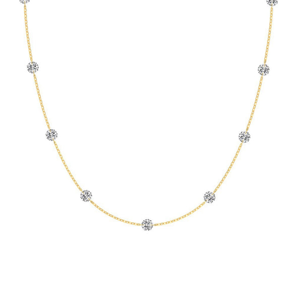 925 Sterling Silver Geometric Style Clavicle Chain Necklace For Women With Electroplating