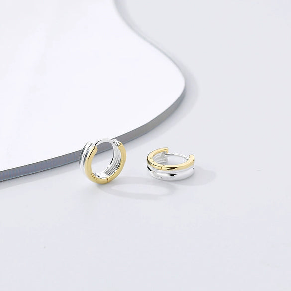 925 Sterling Silver Geometric Style Electroplated Ring Earrings For Women