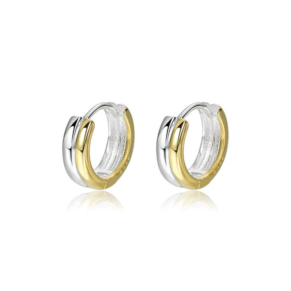 925 Sterling Silver Geometric Style Electroplated Ring Earrings For Women