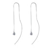 925 Sterling Silver Geometric Tassel Drop Earrings With Round Stone Inlay Simple Floral Style Earrings For Women