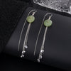 925 Sterling Silver Geometric Tassel Earrings With Jade And Zircon Retro Elegant Dangle Earrings For Women
