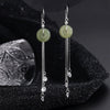 925 Sterling Silver Geometric Tassel Earrings With Jade And Zircon Retro Elegant Dangle Earrings For Women