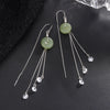 925 Sterling Silver Geometric Tassel Earrings With Jade And Zircon Retro Elegant Dangle Earrings For Women