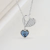 925 Sterling Silver Geometric Tassel Necklace With Crystal Heart Pendant Two Tone Electroplated Clavicle Chain For Women