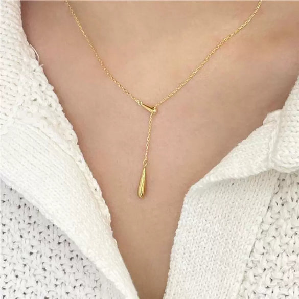 925 Sterling Silver Geometric Water Drop Necklace