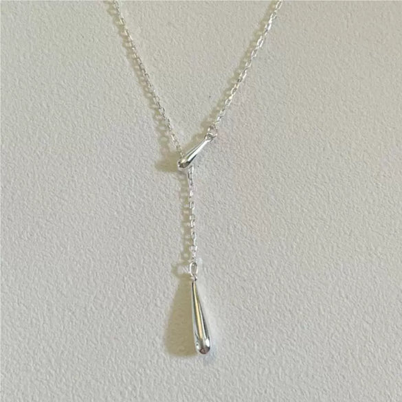 925 Sterling Silver Geometric Water Drop Necklace