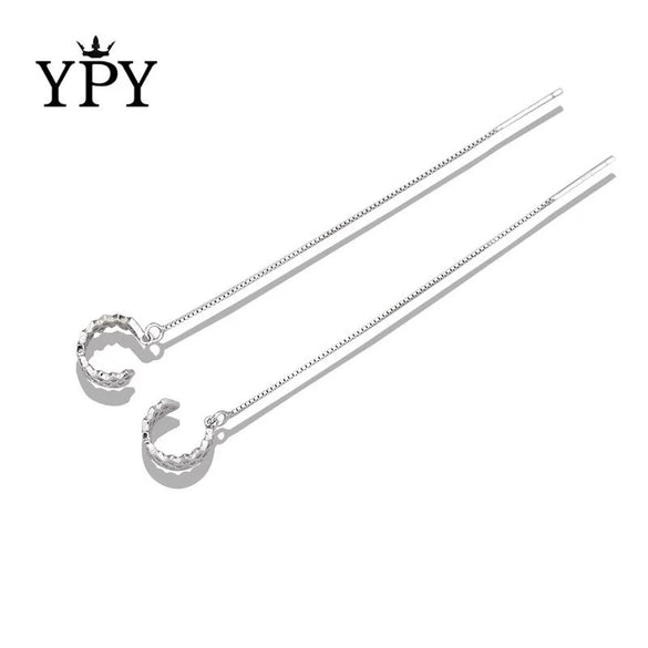 925 Sterling Silver Geometric Water Ripple Ear Line And Ear Buckle Earrings Electroplated Distinctive Minimalist Jewelry