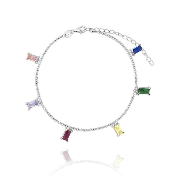 925 Sterling Silver Geometric Zircon Bracelet For Women Simple Fashion Electroplated Ins Style Jewelry Accessory