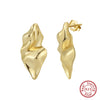 Sterling Silver Gold Inlaid Geometric Pleated Design Earrings