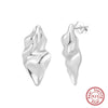 Sterling Silver Gold Inlaid Geometric Pleated Design Earrings