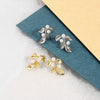 925 Sterling Silver Gold Leaf Pearl Geometric Earrings Simple Exquisite Electroplated Small Stud Earrings For Women