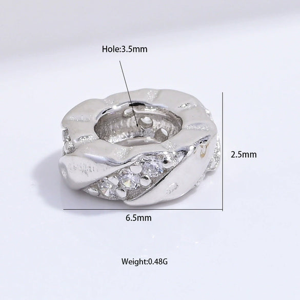 Sterling Silver Gold Plated Zirconium Round Spacer Beads For Bracelet Accessories