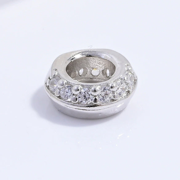 Sterling Silver Gold Plated Zirconium Round Spacer Beads For Bracelet Accessories