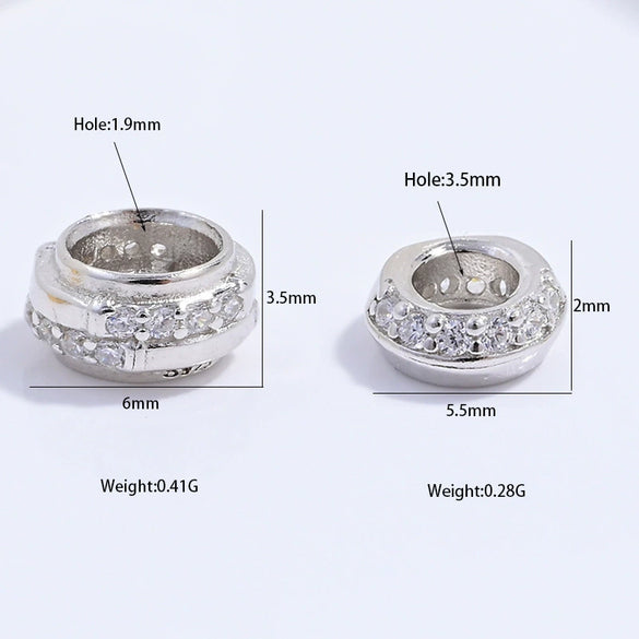 Sterling Silver Gold Plated Zirconium Round Spacer Beads For Bracelet Accessories