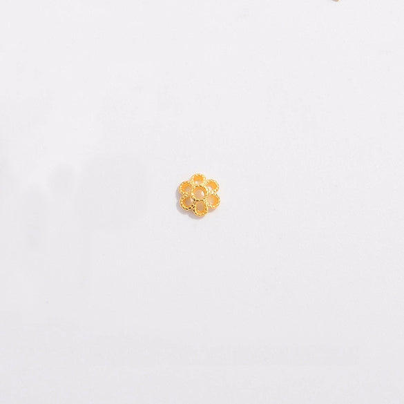 Sterling Silver Goldplated Hollow Flower Holder Petal Beaded Diy Handmade Bracelet Spacer Beads