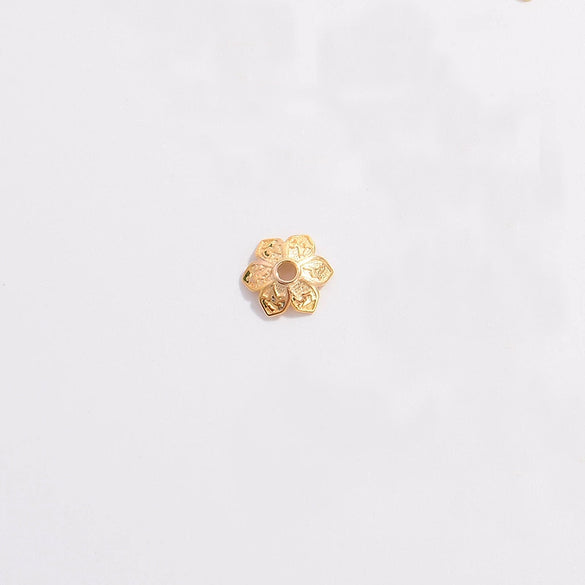 Sterling Silver Goldplated Hollow Flower Holder Petal Beaded Diy Handmade Bracelet Spacer Beads
